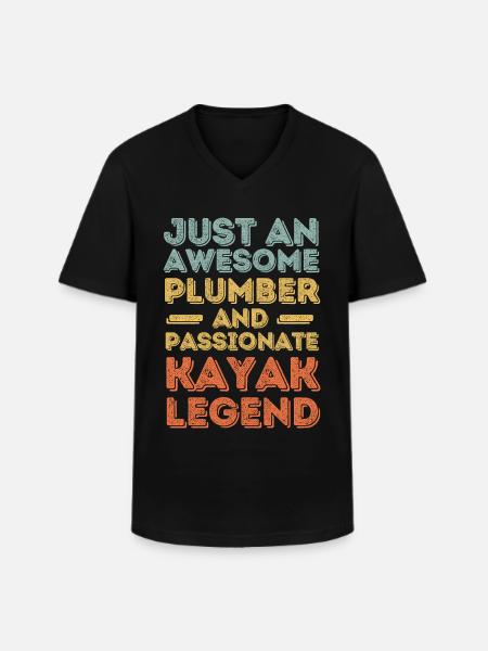Plumber Kayak legend retro - Men's V-Neck T-Shirt - black