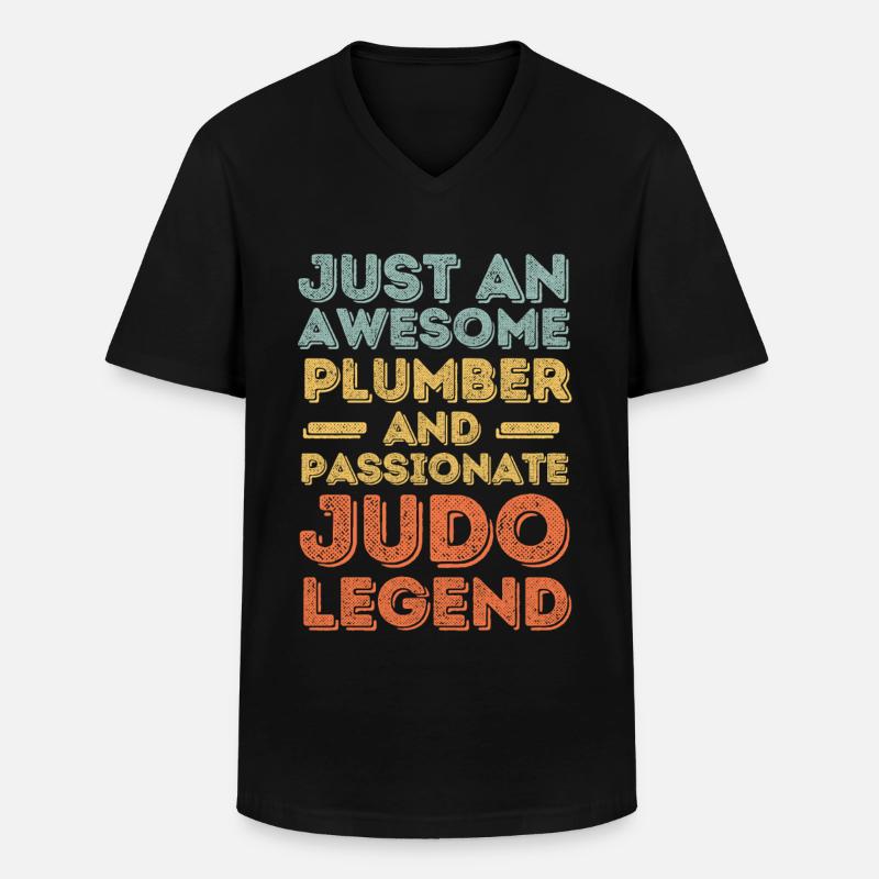 Klempner Judo-Legende Retro - Männer-T-Shirt mit V-Ausschnitt - Schwarz