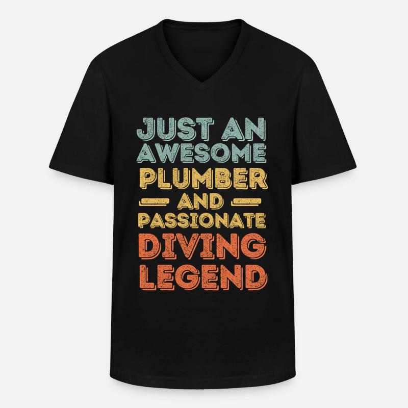 Klempner Tauchlegende retro - Männer-T-Shirt mit V-Ausschnitt - Schwarz