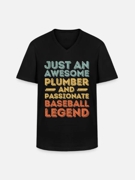 Plumber Baseball legend retro - Men's V-Neck T-Shirt - black