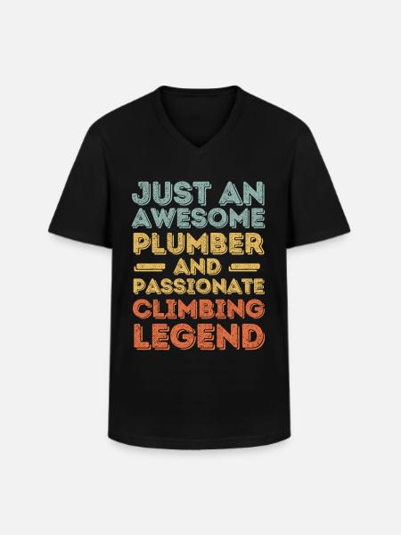 Plumber Climbing legend retro - Men's V-Neck T-Shirt - black