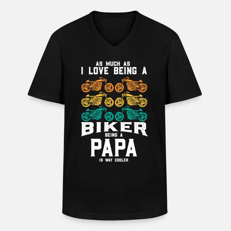 BIKER DAD COOLER - Männer-T-Shirt mit V-Ausschnitt - Schwarz