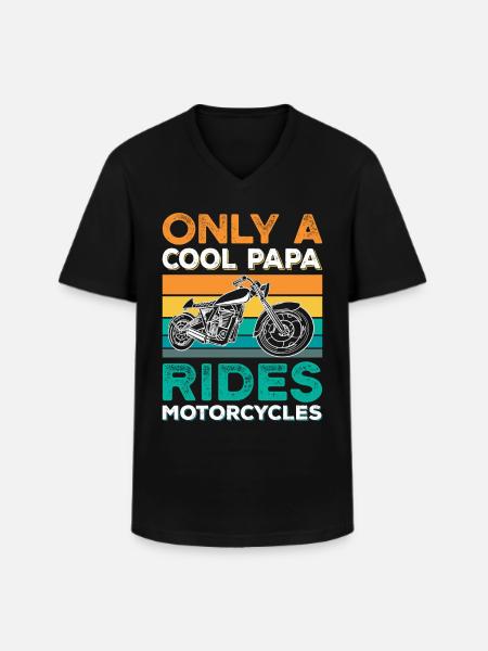 Biker Papa Motorrad - Männer-T-Shirt mit V-Ausschnitt - Schwarz