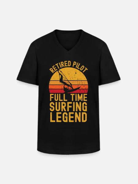 Retired pilot windsurfing legend - Men's V-Neck T-Shirt - black
