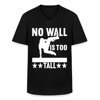 Parkour Freerunning - Men's V-Neck T-Shirt - black - Front - AI Model Male 178 dark (178cm)