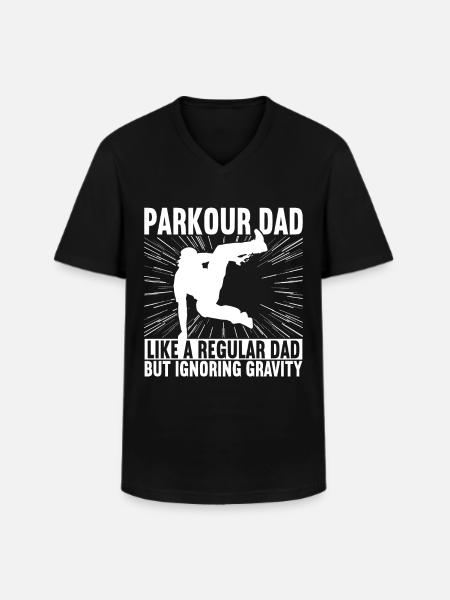 Parkour Freerunning - Men's V-Neck T-Shirt - black