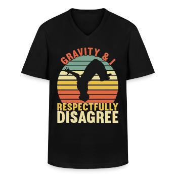 Parkour Freerunning - Men's V-Neck T-Shirt - black - Front - AI Model Male 178 dark (178cm)