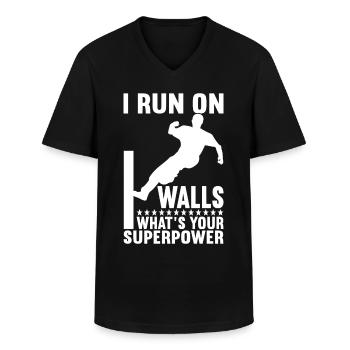 Parkour Freerunning - Men's V-Neck T-Shirt - black - Front - AI Model Male 178 dark (178cm)