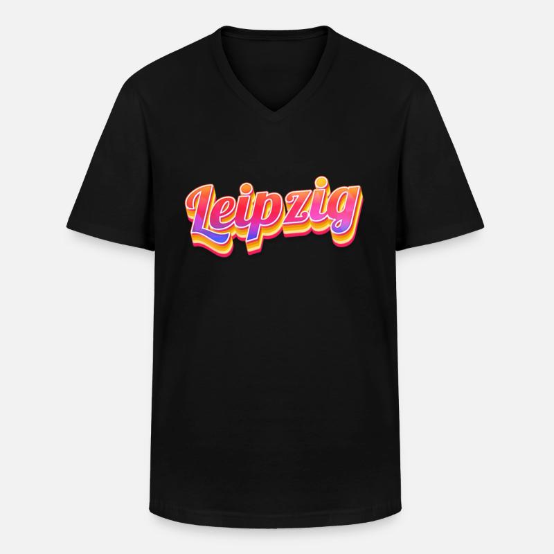 Leipzigerin Leipziger Leipzig - Männer-T-Shirt mit V-Ausschnitt - Schwarz