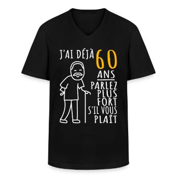 60 Ans Anniversaire Humour 60ème J'ai déjà 60 ans - T-shirt col V Homme - noir - Devant - AI Model Male 178 dark (178cm)