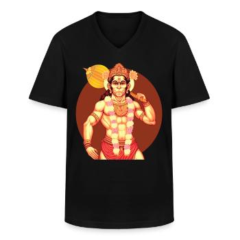 Dieu hindou Hanuman Singe Divinité de la sagesse Hindouisme - T-shirt col V Homme - noir - Devant - AI Model Male 178 dark (178cm)