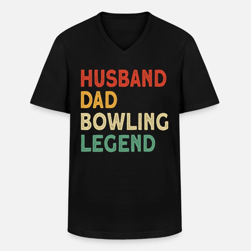 Husband Dad Bowling Legend Design - Männer-T-Shirt mit V-Ausschnitt - Schwarz