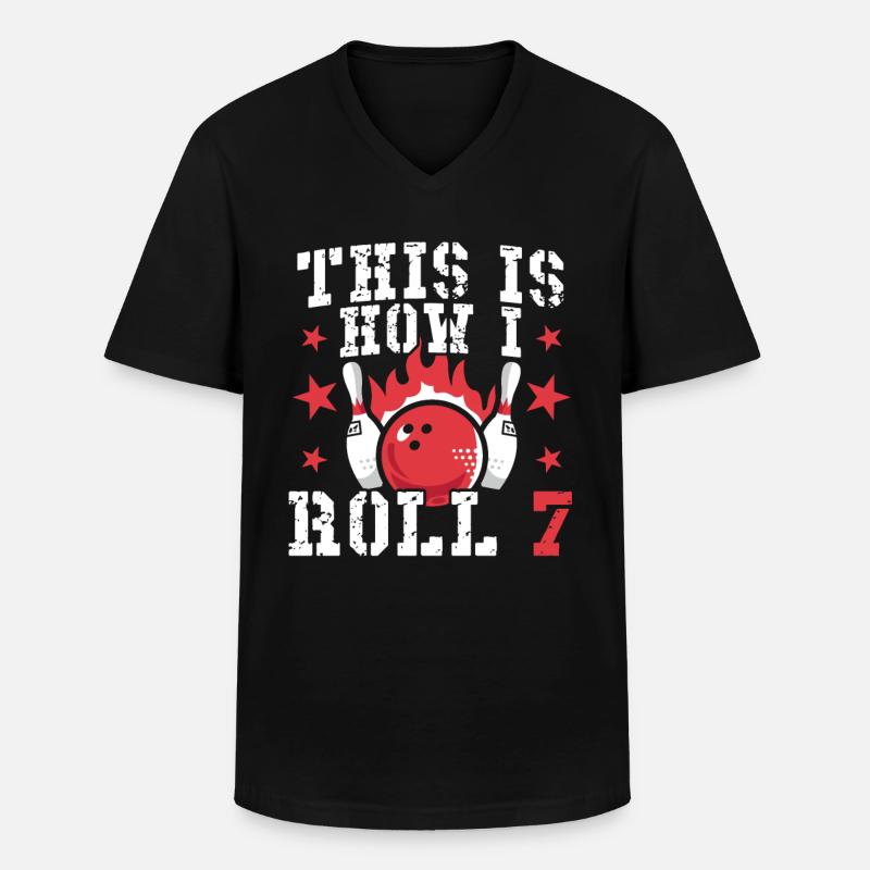 Bowling Design Birthday - Männer-T-Shirt mit V-Ausschnitt - Schwarz