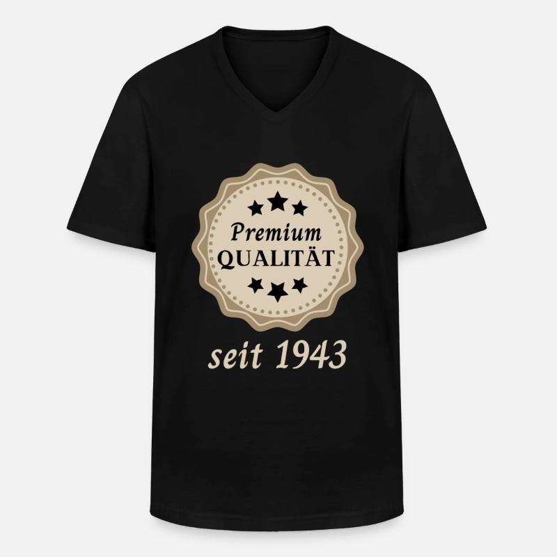 Premium Qualität seit 1943 - Männer-T-Shirt mit V-Ausschnitt - Schwarz