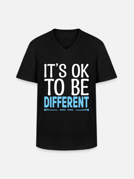Det er ok at være anderledes. Motiverende citater. - Klassisk herre T-shirt med V-udskæring - sort