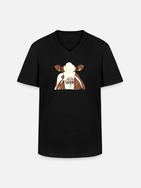 Fleckvieh I - Männer-T-Shirt mit V-Ausschnitt - Schwarz
