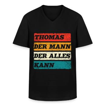 Thomas Der Mann Der Alles Kann Vorname Thomas - Männer-T-Shirt mit V-Ausschnitt - Schwarz - Vorne - AI Model Male 178 dark (178cm)