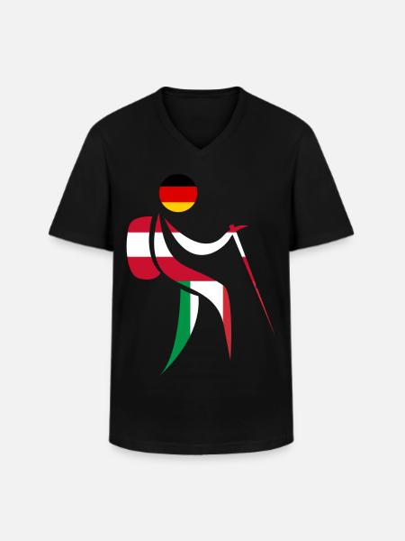 Alpenüberquerung E5 Wandern - Männer-T-Shirt mit V-Ausschnitt - Schwarz