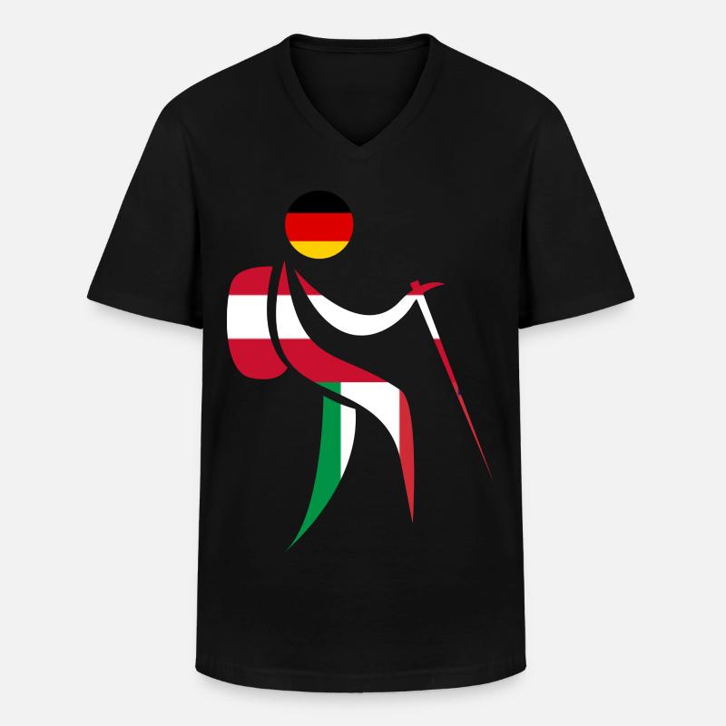 Alpenüberquerung E5 Wandern - Männer-T-Shirt mit V-Ausschnitt - Schwarz