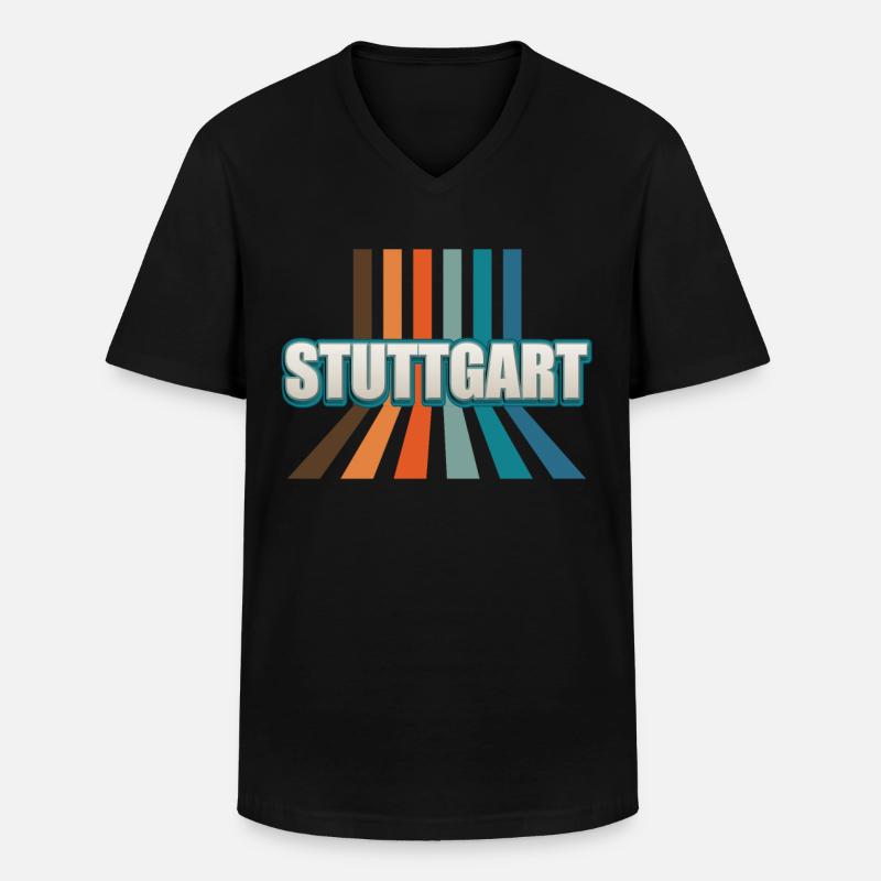 Stuttgartererin Stuttgarterer Stuttgarter - Männer-T-Shirt mit V-Ausschnitt - Schwarz