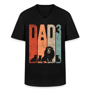 Dad Hoch 3 Papa Hoch 3 Kinder Dreifacher Papa Löwe - Männer-T-Shirt mit V-Ausschnitt - Schwarz - Vorne - AI Model Male 178 dark (178cm)
