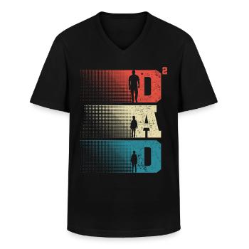 Dad Hoch 2 Papa Hoch 2 Kinder Zwei Söhne Retro - Männer-T-Shirt mit V-Ausschnitt - Schwarz - Vorne - AI Model Male 178 dark (178cm)