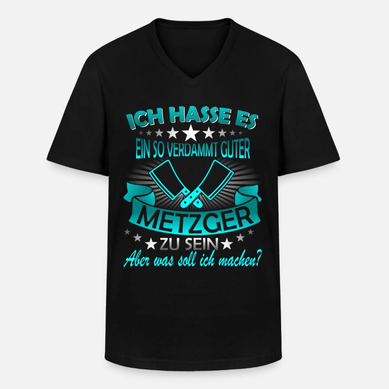 Fleischer Metzger Schlachter Schlächter - Männer-T-Shirt mit V-Ausschnitt - Schwarz