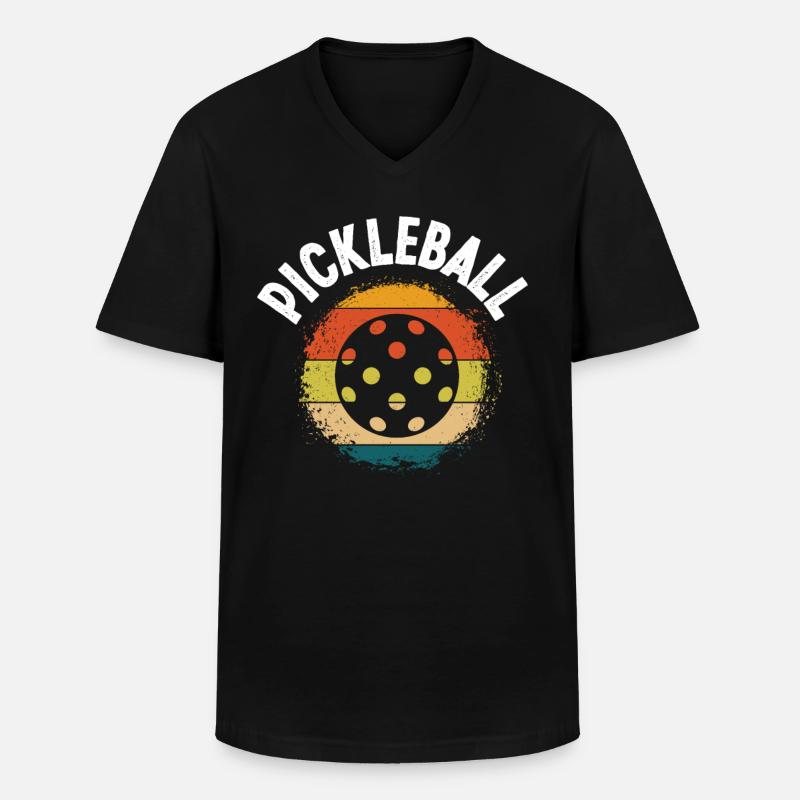 Pickleball - Männer-T-Shirt mit V-Ausschnitt - Schwarz