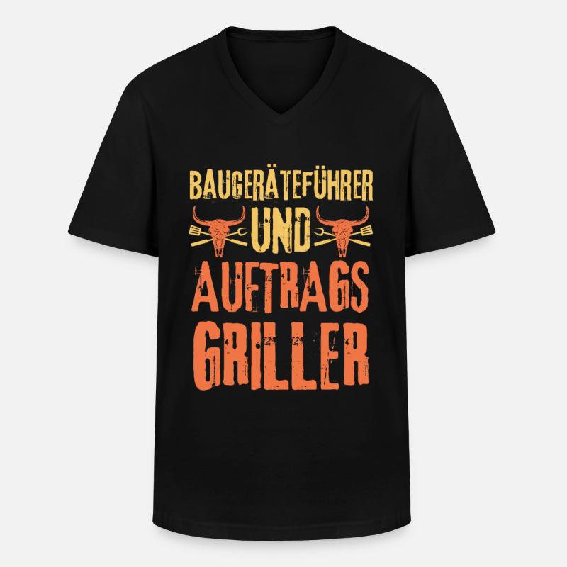 Baugeräteführer und Grillen - Männer-T-Shirt mit V-Ausschnitt - Schwarz