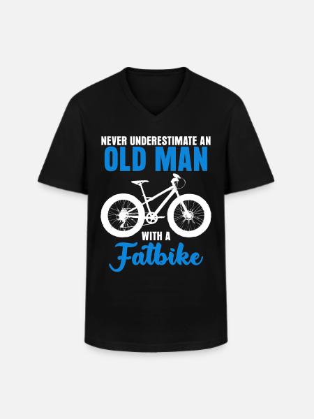 Fat Bike Old Man Fatbike - Men's V-Neck T-Shirt - black