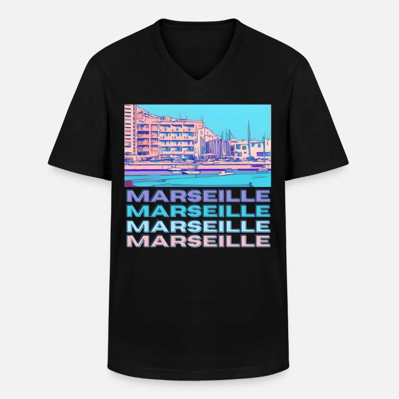 Marseille - Männer-T-Shirt mit V-Ausschnitt - Schwarz