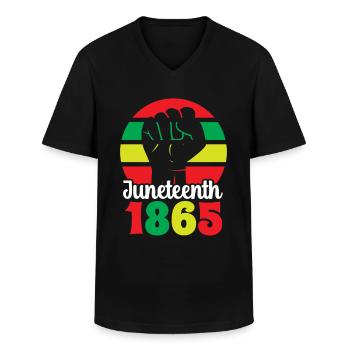 Juneteenth 1865 Afrika Afro-Américain noir - T-shirt col V Homme - noir - Devant - AI Model Male 178 dark (178cm)