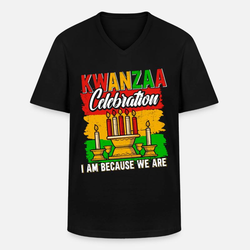 Kwanzaa Celebrate - Männer-T-Shirt mit V-Ausschnitt - Schwarz