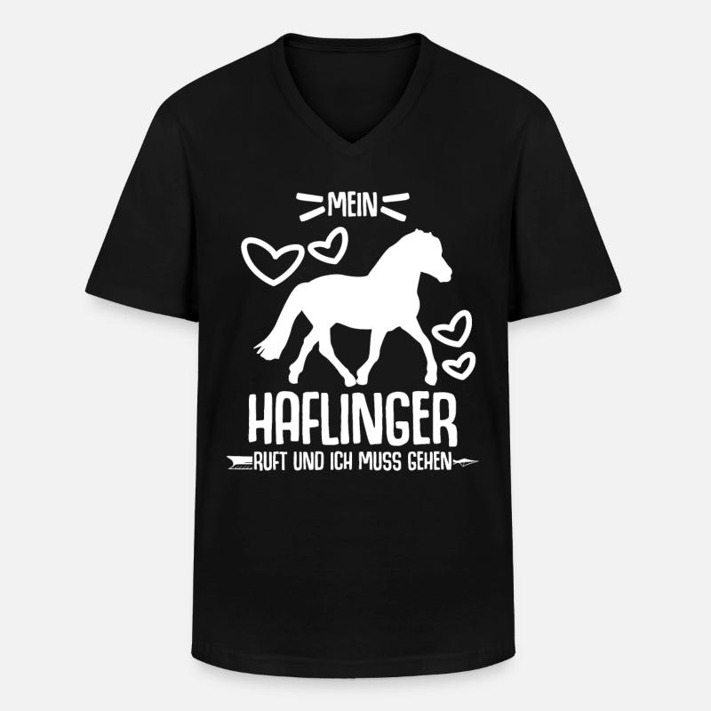 Mein Haflinger ruft - Männer-T-Shirt mit V-Ausschnitt - Schwarz