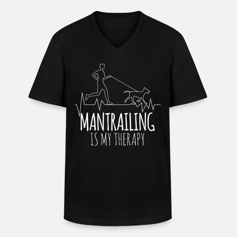 Mantrailing Therapy Mantrailer Hunde - Männer-T-Shirt mit V-Ausschnitt - Schwarz