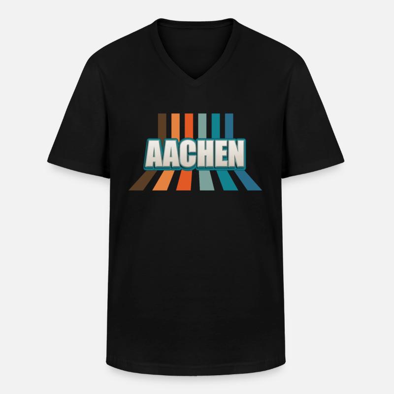 Aachenerin Aachener Aachen - Männer-T-Shirt mit V-Ausschnitt - Schwarz