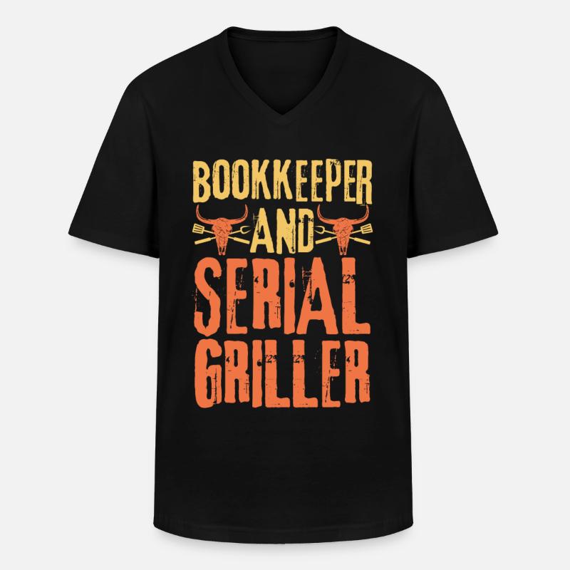 Buchhalter und Seriengriller - Männer-T-Shirt mit V-Ausschnitt - Schwarz