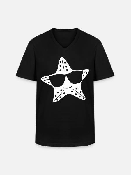Starfish with sunglasses - Men's V-Neck T-Shirt - black