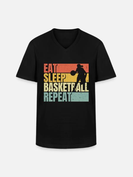 Eat sleep Basketball repeat - Men's V-Neck T-Shirt - black