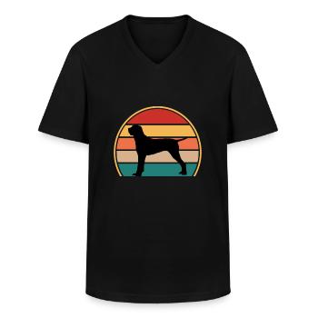 Ariege Vorstehhund Liebhaber Silhouette Vintage Sonnenuntergang - Männer-T-Shirt mit V-Ausschnitt - Schwarz - Vorne - AI Model Male 178 dark (178cm)