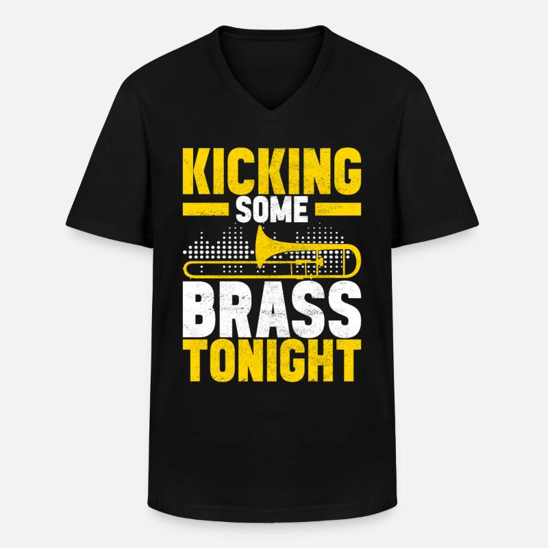 Posaune Trombone - Männer-T-Shirt mit V-Ausschnitt - Schwarz