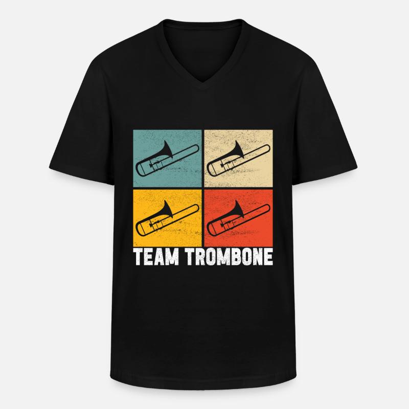 Posaune Trombone - Männer-T-Shirt mit V-Ausschnitt - Schwarz