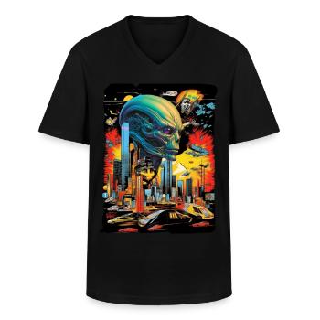 Science fiction - Aliens - Zukunft - Männer-T-Shirt mit V-Ausschnitt - Schwarz - Vorne - AI Model Male 178 dark (178cm)