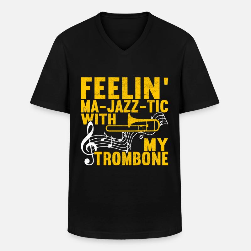 Posaune Trombone - Männer-T-Shirt mit V-Ausschnitt - Schwarz