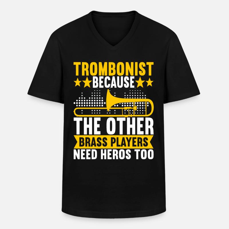 Posaune Trombone - Männer-T-Shirt mit V-Ausschnitt - Schwarz