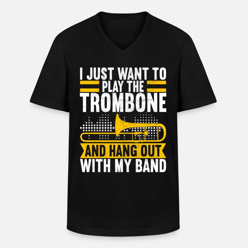Posaune Trombone - Männer-T-Shirt mit V-Ausschnitt - Schwarz