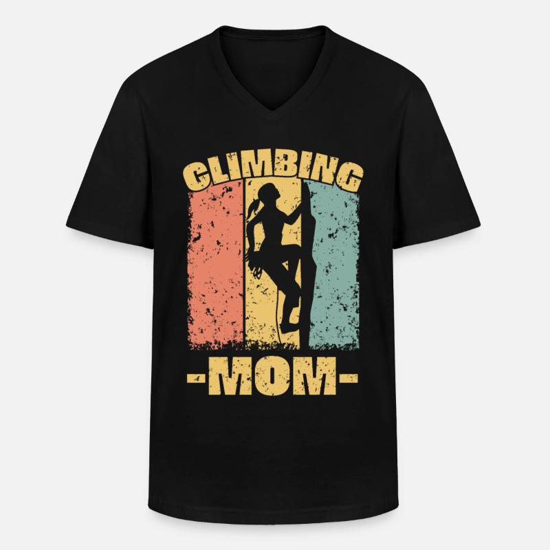 Kletternde Mutter - Männer-T-Shirt mit V-Ausschnitt - Schwarz