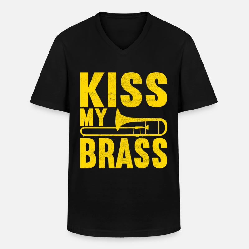 Posaune Trombone - Männer-T-Shirt mit V-Ausschnitt - Schwarz