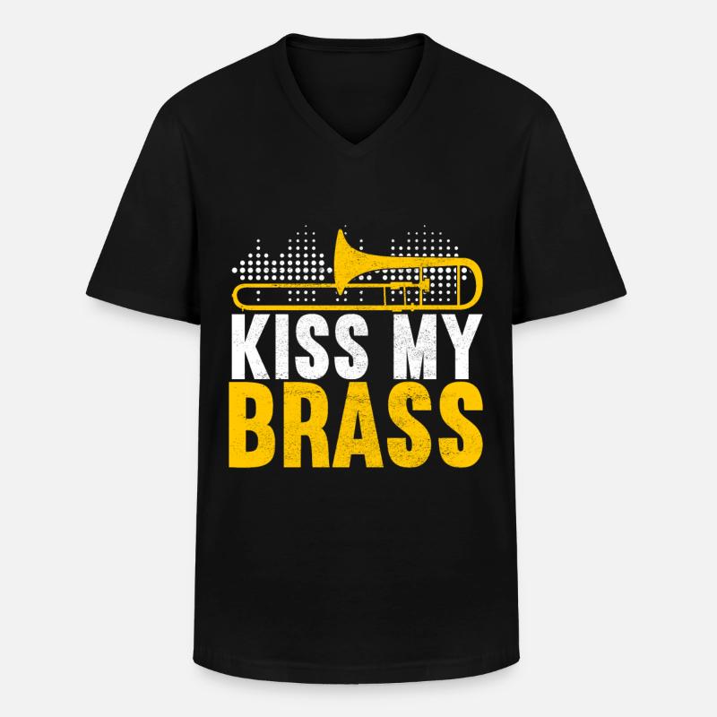 Posaune Trombone - Männer-T-Shirt mit V-Ausschnitt - Schwarz