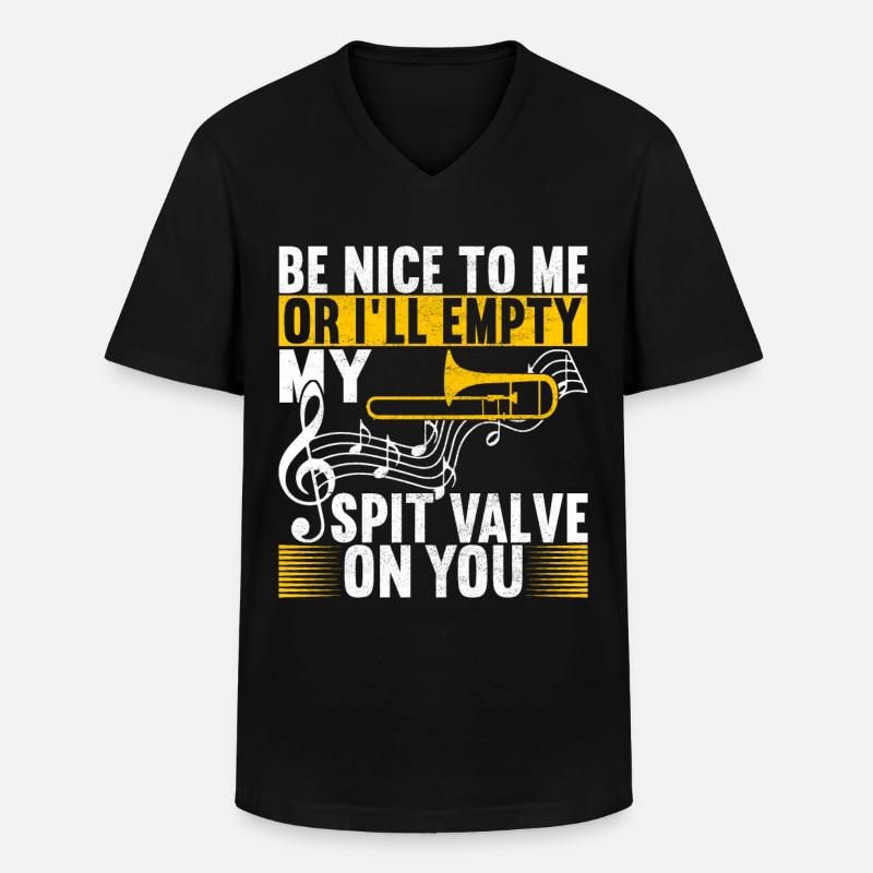 Trombone trombone - Klassisk T-skjorte med V-hals for menn - svart